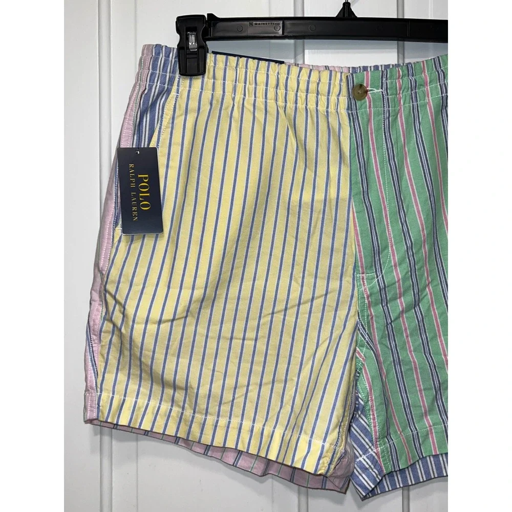 NWT Polo Ralph Lauren Large Classic Fit  Striped Patchwork Shorts Multi Color